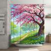 Cherry Blossom Tree Waterproof Shower Curtain Heat Resistant Machine Washable Non-Transparent 180x180cm