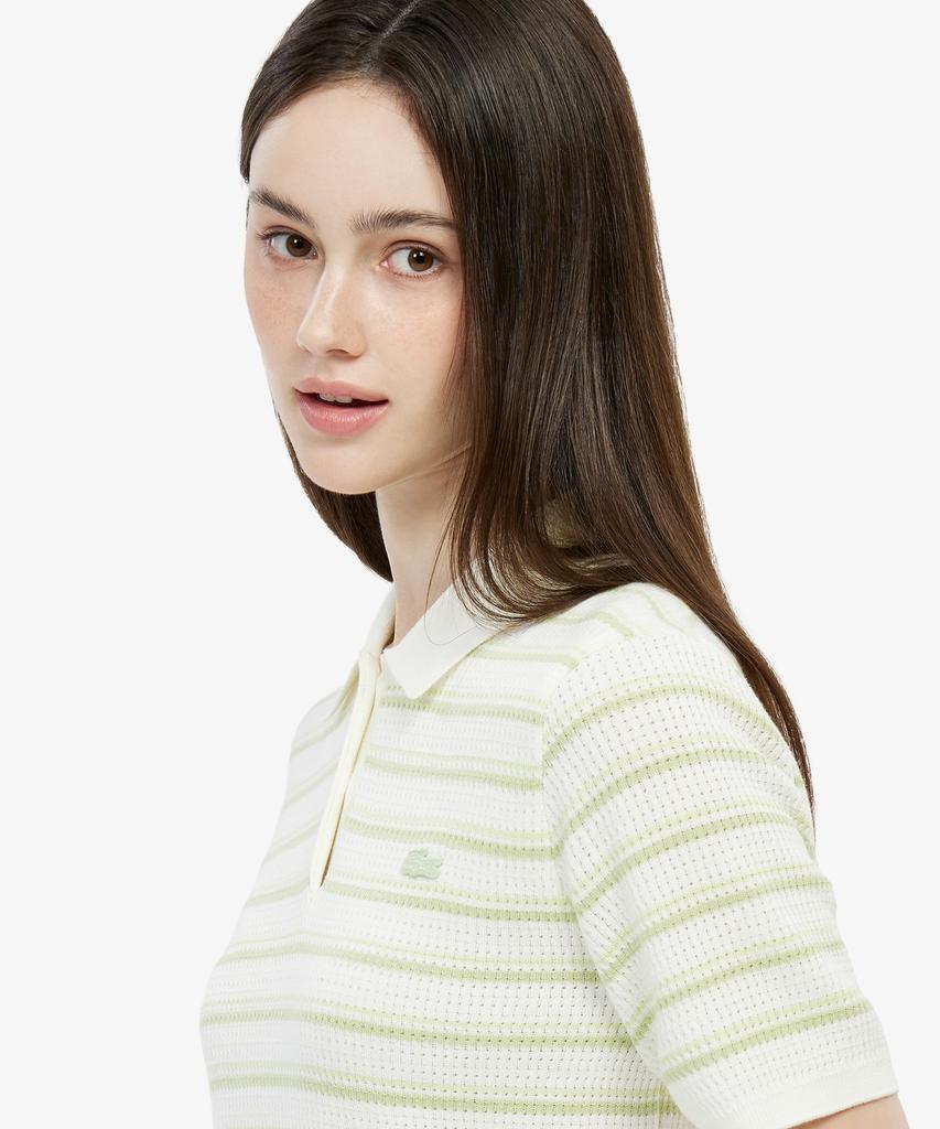 LACOSTE Women'S Striped Sweater Polo Shirt Pf710E-56G Uyb