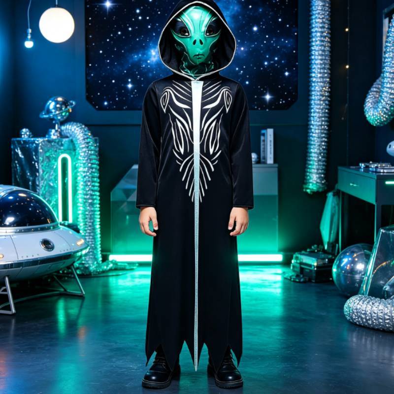 Alien Shadow Costume For Kids With Printed Design For Halloween Stage Performance