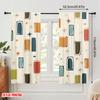 2pcs,2D Plane Printing Minimalist Curtains Retro Squares Polyester (without Rod) Gifts Ldeal for Bedroom Office Kitchen Living