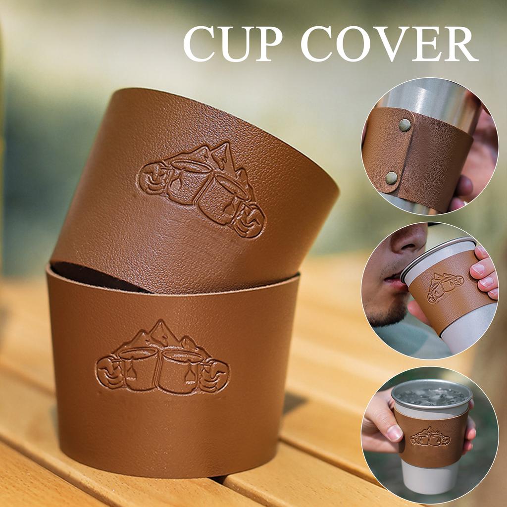 Leather Coffee Cup Cover Heat Insulation Non-slip Bottle Sleeves Outdoor Sports Supplies