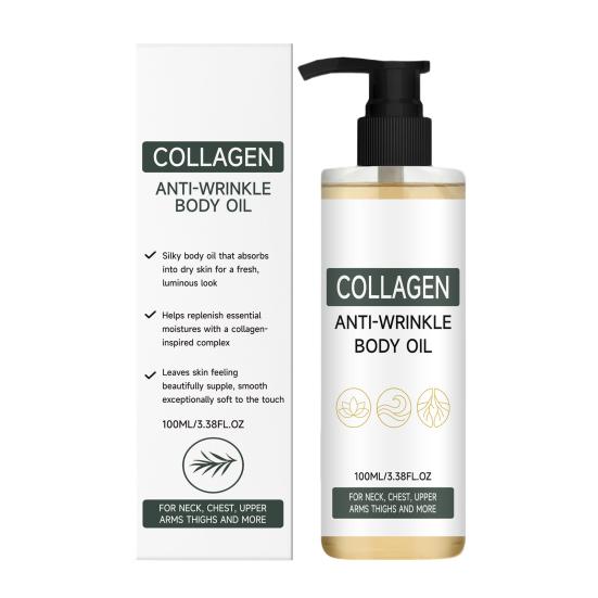 Huile hydratante pour le corps au collagène, 100 ml Huile légère non grasse pour une peau douce et éclatante, Soin hydratant quotidien pour la peau