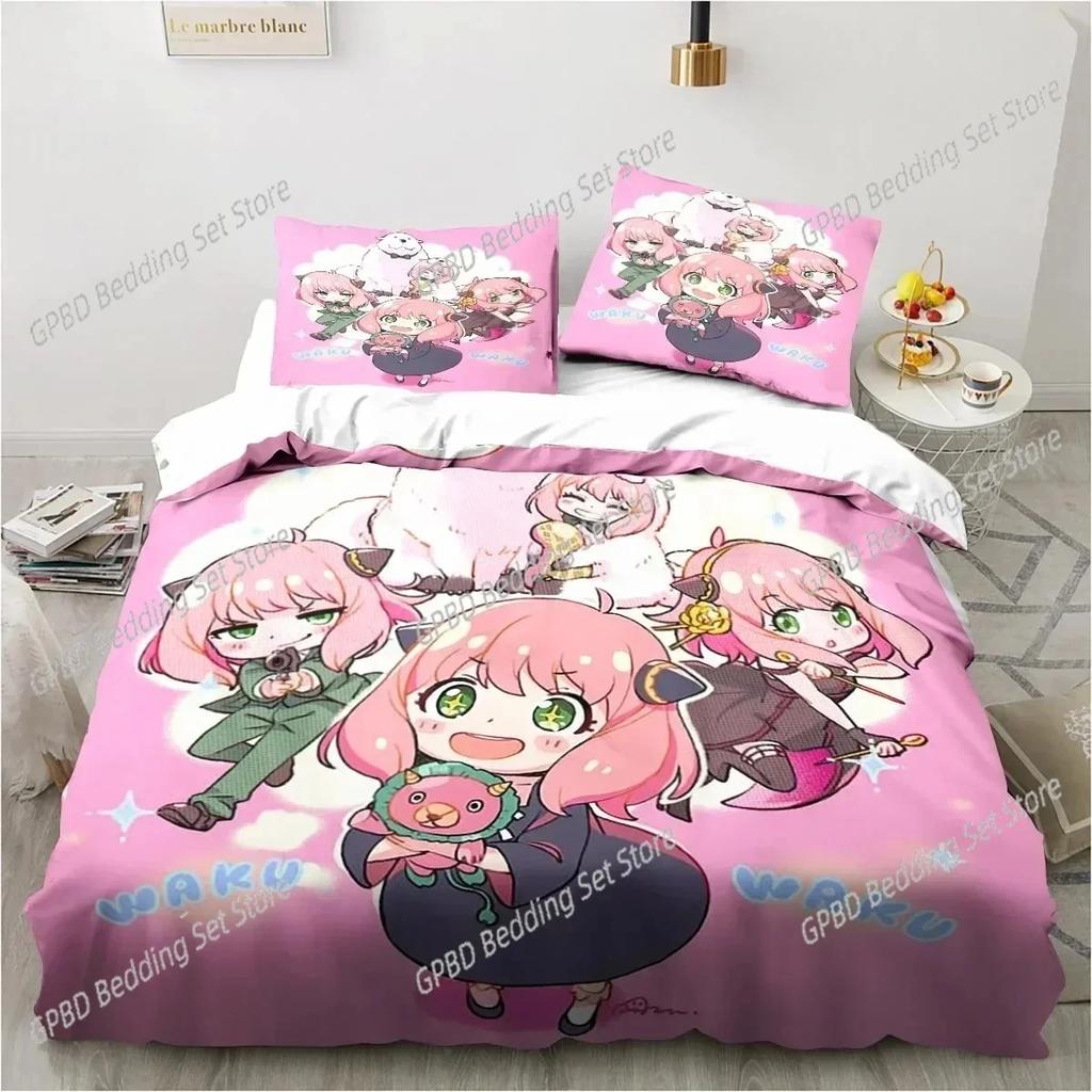 3D Printing SPY FAMILY Anya Anime Beding Set 3D Printed Suitable for Bedrom Soft Duvet Cover Set With Pilowcases Children Kids Home Textile