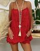 European-American Sleeveless Ruffle Camisole & Embroidered Shorts Set - 2023 Collection