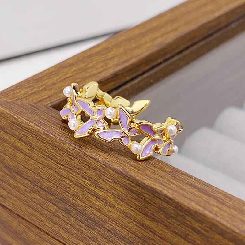 Fashion Women'S Bow Pink Zir*****Pen Ring Niche Light Luxury High-End Exquisite Jewelry