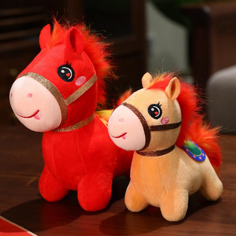 Cute Red Pony Doll Plush Toy Zodiac Horse Mascot Doll Doll Ornament Children's Gift