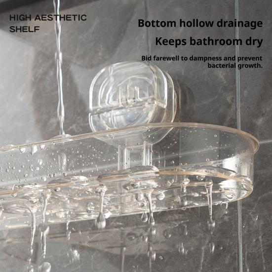 Cup Shower Caddy Bathroom Organizer with Bottom Drain Space Saving Wall Shelf