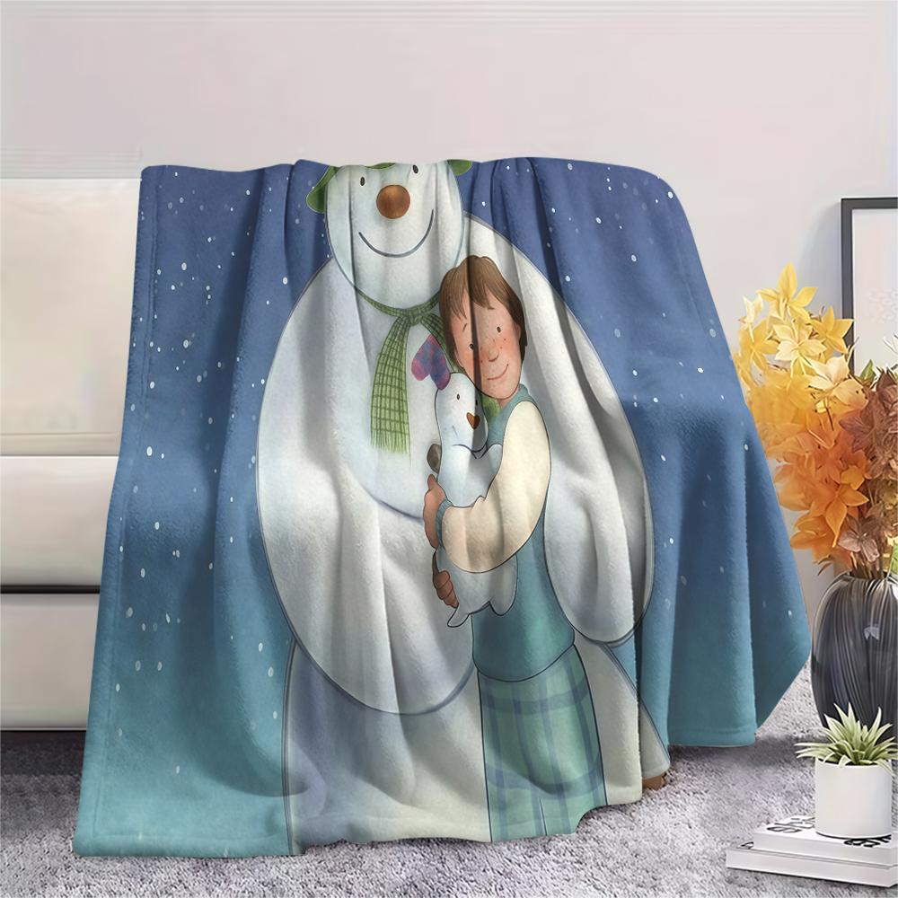 1 pièce Couverture en Flanelle Imprimé Bonhomme de Neige, Haute qualité Toutes Saisons, Décoration de Maison, Chaleur et Confort, Parfait pour les Cadeaux de Noël