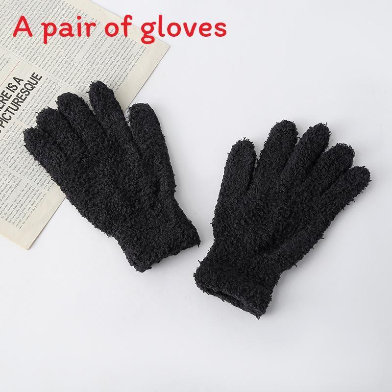 Simple Solid Color Adult And Children Winter Warm And Windproof Plush Gloves For Winter Outdoor Activities