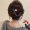 Korean Style Plaid Teddy Bear Bow Claw Clip - Hair Accessory for Updo