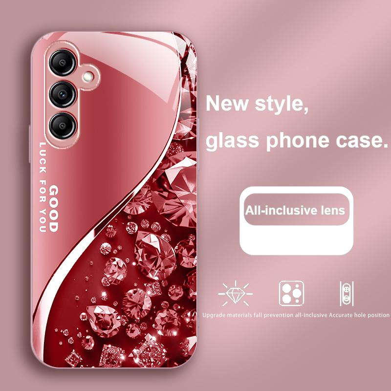 Color Diamond Gradient For Samsung Galaxy A01 A02 A03 Core A04 A14 4G A13 54 34 31 20 25 23 22 5G S21 Ultra S20 Glass Phone Case