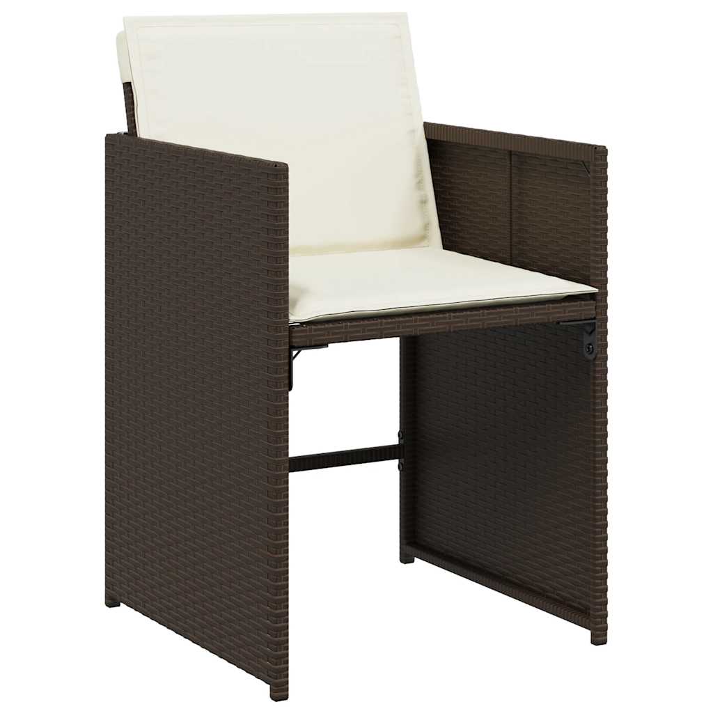 Vidaxl 9-Cz. Garden Furniture Set With Cushions, Brown, PE Rattan