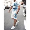 Summer Men's Short-sleeved Football Shooting Printed Short-sleeved Top Shorts Casual Two-piece Outdoor Sports Football