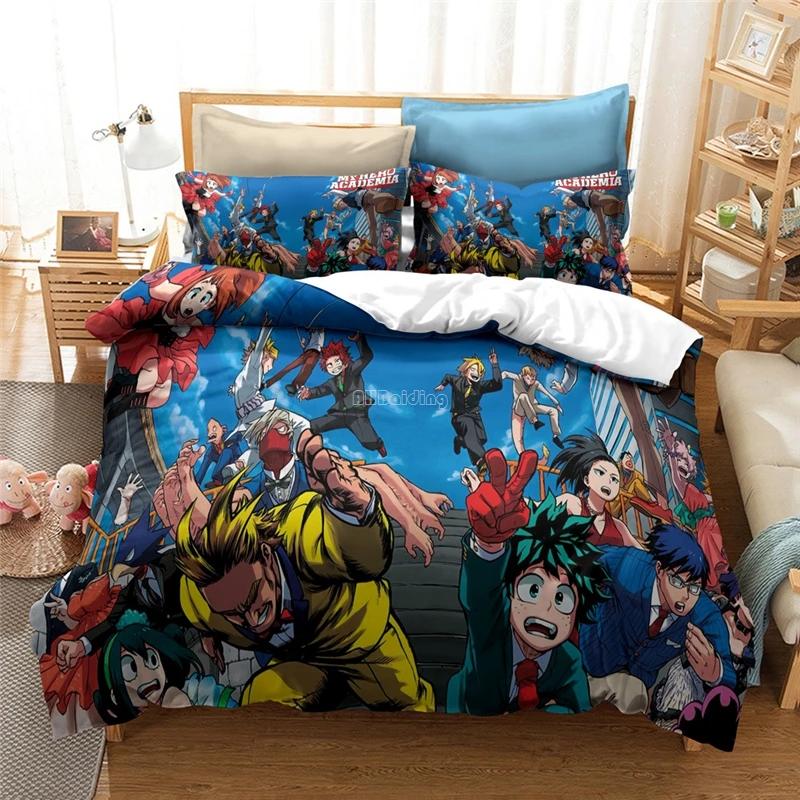 Tessili per la casa 3D My Hero Academia Set Biancheria da Letto Midoriya Izuku Copripiumino Federa Singolo Matrimoniale Queen King Size Copripiumino Set