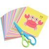 48/96Sheets Paper Cutting Set Colorful Paper Cutting with Scissors DIY Handmade Cognition Animal Fruits Paper HandCraft Gift ZYF