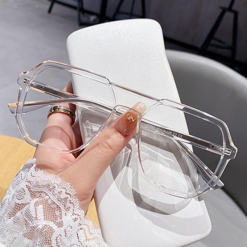New Brand Optical Myopia Glasses Women Oversized Frame Blue Ray Photochromic Vision Care Eyeglasses Double-beam Spectacle
