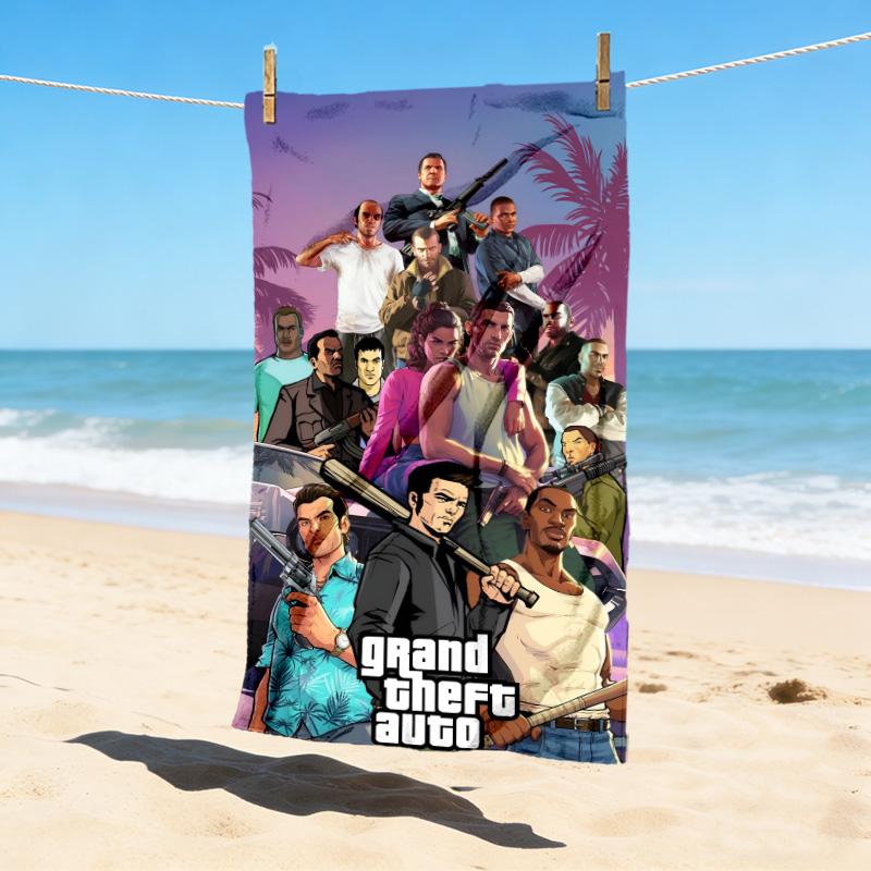 Gta V Stylish Digital Printing Beach Towel Quick Drying Absorbent Blanket For Beach Pool Gym Travel Christmas Gift C9211773