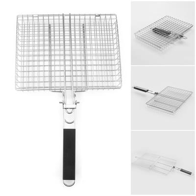 Yousheng Fish Vegetable Grill Basket Stainless Steel BBQ Grilling Basket Portable Folding Barbecue Camping Grilling Rack for Fish Vegetables Shrimp