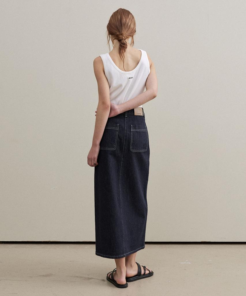 Artid Selby Pocket Slit Denim Skirt_Blue