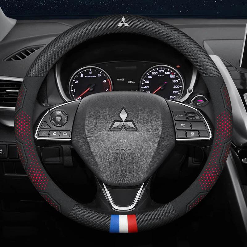 Voor Mitsubishi Outlander Pajero Asx Colt Lancer Evolution X L200 Triton RALLIART Auto Anti-Slip Koolstofvezel Stuurwielhoes AV2