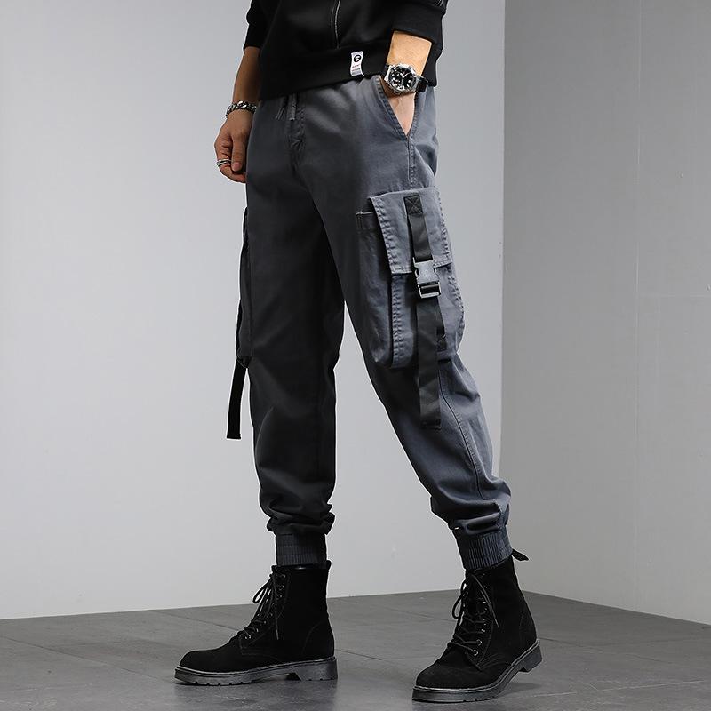 Autumn and winter men's casual tooling Harlan pants men's trend tied feet large size tooling trousers men's American tooling trousers