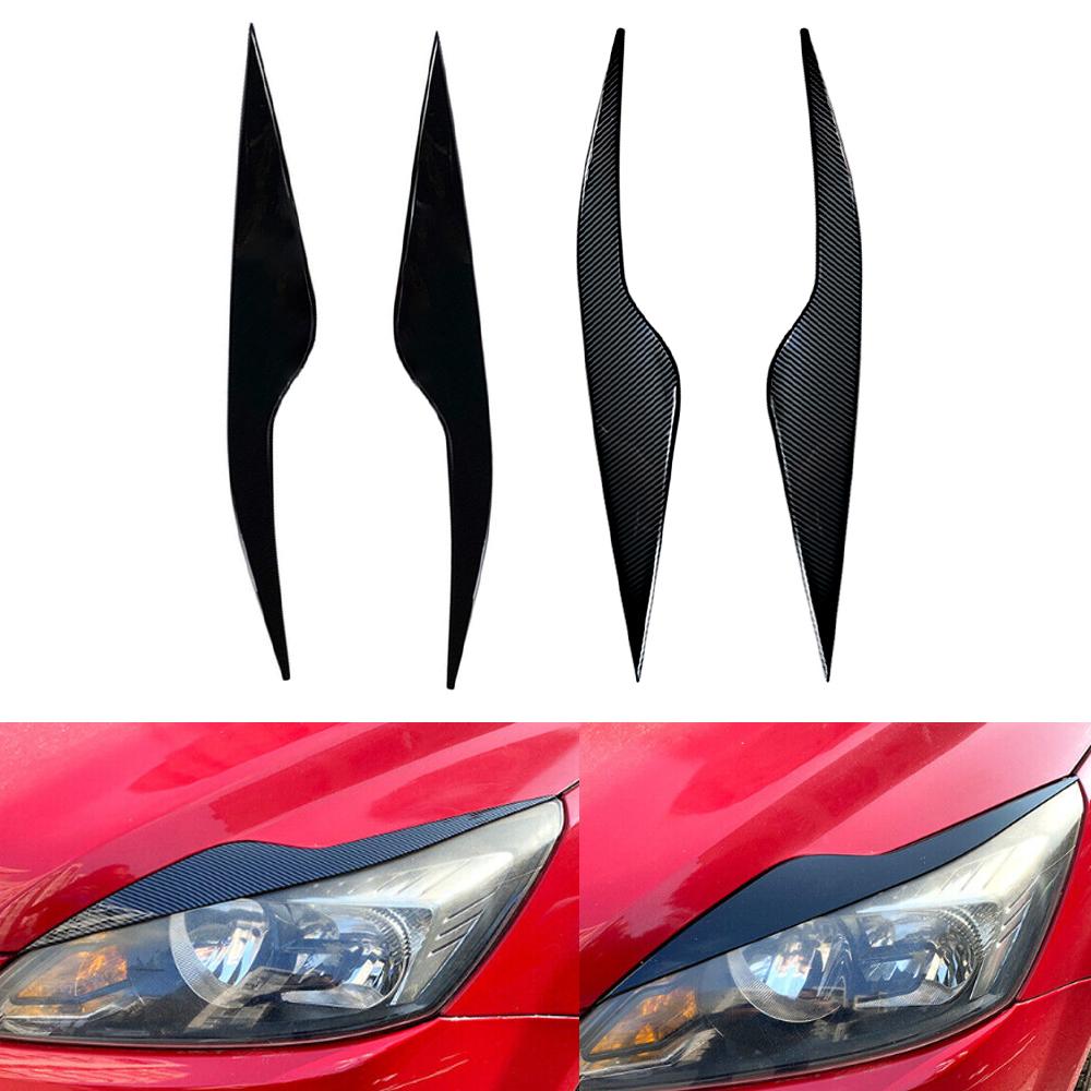 Lot de 2 cache-phares en fibre de carbone ABS noir pour Ford Focus MK2 C307 2008-2010