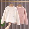 2025 Girls' Stylish Butterfly Knit Sweater - Warm Woolen Autumn/Winter Knitwear for Medium/Large Children