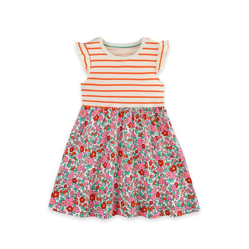 European & American Style Summer Striped Cotton Knit Girls' Vest Dress