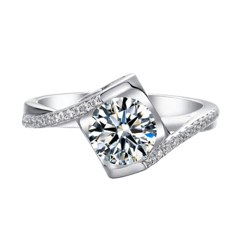 S925 Sterling Zilveren Ring Eén Karaat Diamanten Ring Trouwring Moissaniet D Kleur Ring