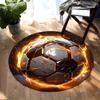 Fire Flame Football Theme Flannel-printed Round Floor Mats Are Slip-resistant Suitable for Living Bedroom Terrace Garden Carpets