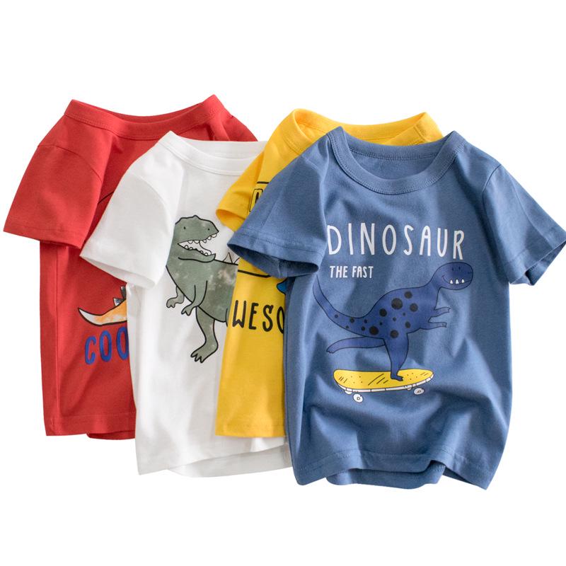 27Kids 2024 Summer Dinosaur T-Shirt for Boys - Children's Short-Sleeve Baby Clothing.