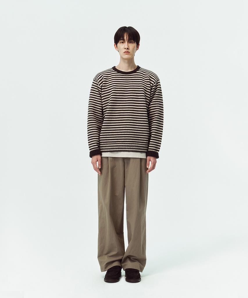 BLANKROOM Fisherman Stripe Knit_Oat Brown