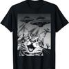 Alien Chasing Cat UFO Cat Meme T-Shirt