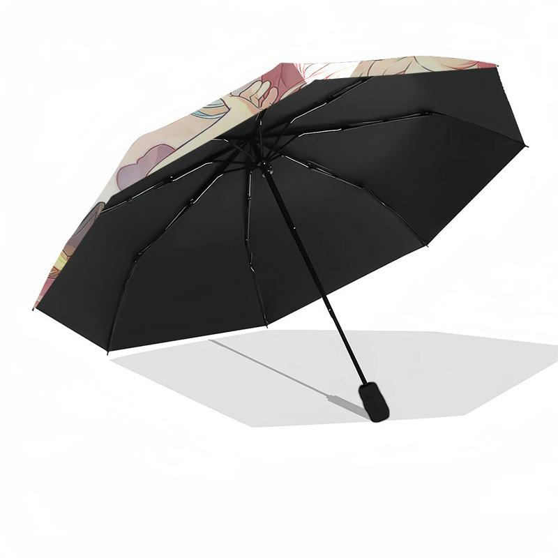 1pc Outdoor Umbrella with Cute Anime Character Print - Automatic Opening/Closing, Portable Tri-Fold Design, 8-Rib Iron Frame - Perfect Gift for F