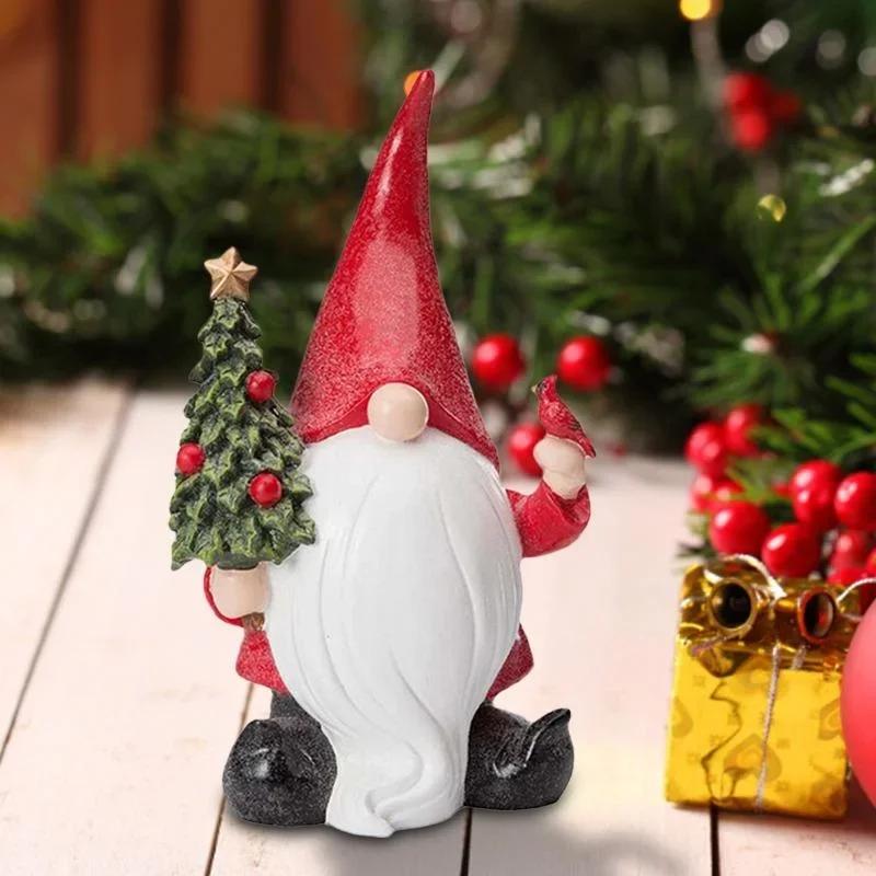 Socha Santa Clausa Vianočná Domáca Dekorácia Škriatok Držiaci Vianočné Ozdoby Záhradná Mikro-krajinná Dekorácia Živicové Remeslá