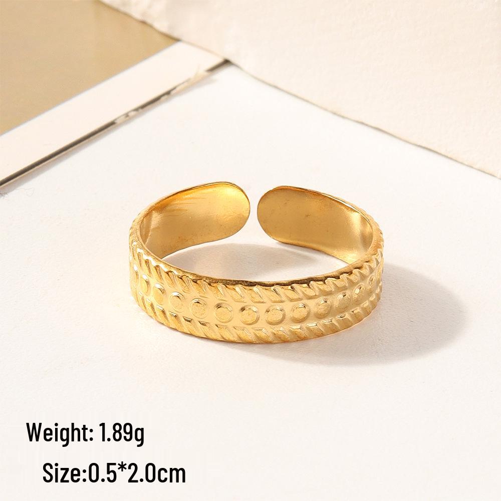 European Chic Irregular Open Ring Set with Creative Convex-Concave Texture for Women