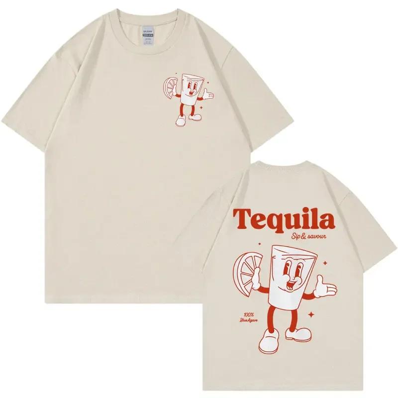 Funny Gift for Tequila Lover T-shirt Men Retro Inspired Drink Cocktail Meme T Shirts Fashion Aesthetic T-shirts Short Sleeve
