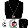 Palestine Gaza Women Flag Alloy Pendant Necklace Hollow Moon Accessory Sweater