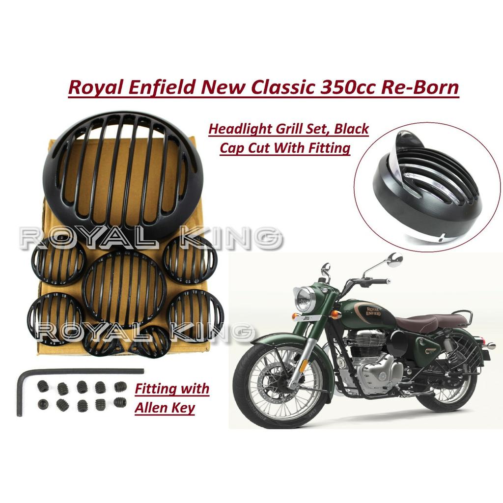Black "Cap Cut Headlight Grill" Fit For Royal Enfield New Classic 350