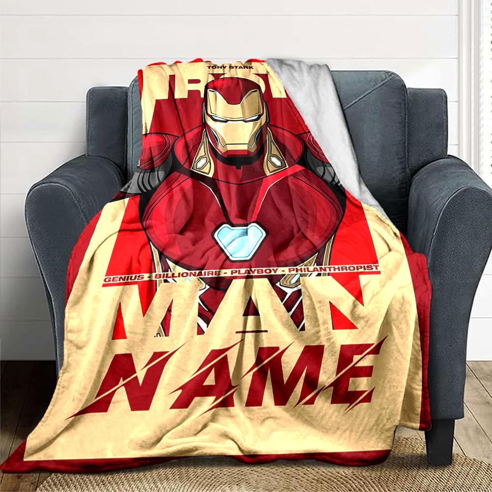 Custom Name Iron Man: Hero's Journey blanket for Couch & Bed, Plush Cozy Fuzzy Blanket Super Soft & Warm Blankets for Fall and Winter. 090810