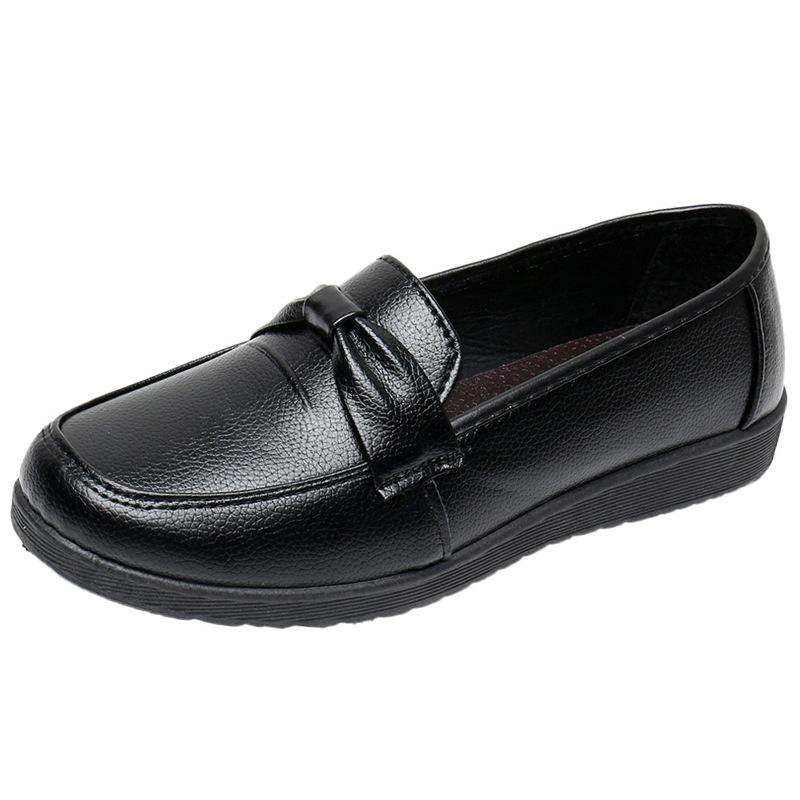 Fashion Mother Shoes Spring and Autumn Style Slip-resistant Soft Sole Comfortable Slip-resistant Black Leather Shoes for the Elderly