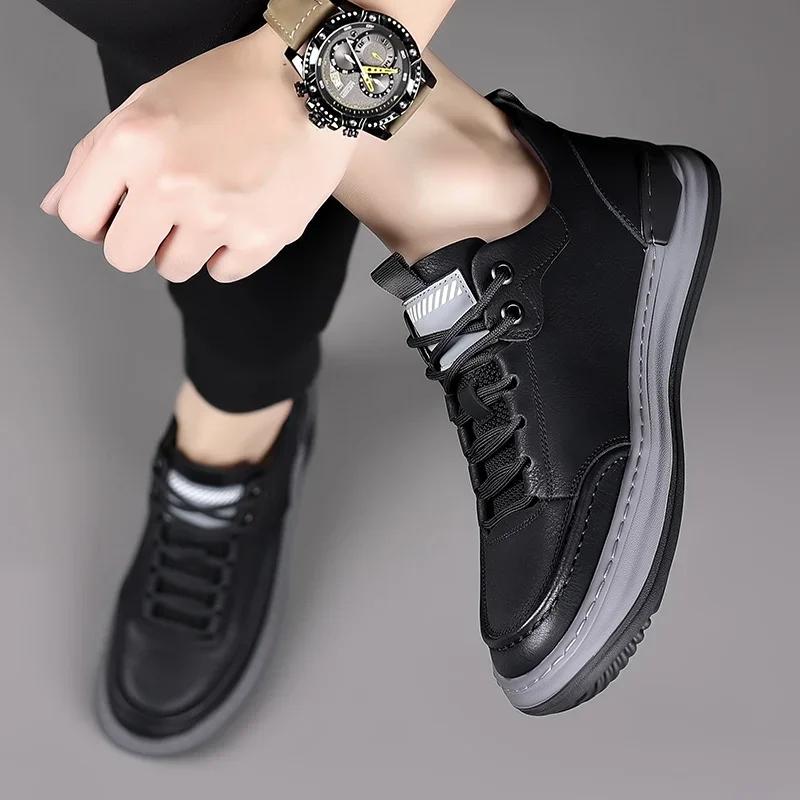 Scarpe da Uomo in Vera Pelle alla Moda Marca di Lusso Scarpe Casual Scarpe da Ginnastica Stringate da Uomo Italiane Traspiranti Scarpe Sportive Tenis Scarpa da Skateboard