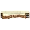 Outdoor-Sofagarnitur mit Kissen 6-teilig Natur und Creme