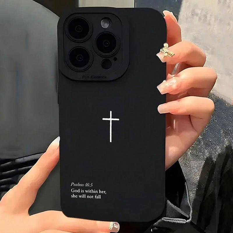 Žalm 46:5 Kríž Kresťanský Štýlový Mäkký Obal Na Telefón Pre iPhone 17 Air 16 Pro Max 15 14 13 Mini 12 11 16E X XR XS 8 7 Plus Kryt