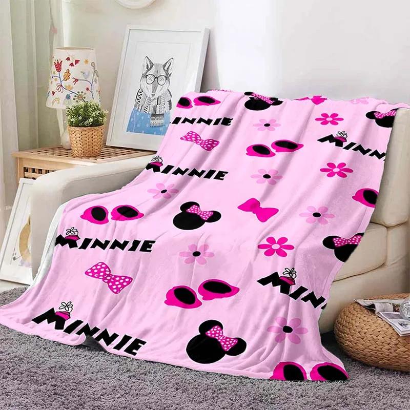 Warm Soft Cute Minnie Blanket Fluffy Children and Adults Sofa Plush Bedspread Throw Blanket for Sofa Bed