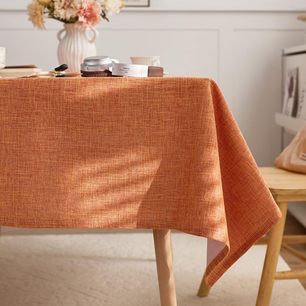 Solid Color Thickened Durable Cotton Linen Tablecloth Rectangle Dining Table Cover Luxury Advanced Sense Versatile Coffee Table Mat Decorative