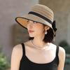 Eleganter Stroh-Sonnenhut mit Schleife, breite Krempe, Strandhut, UV-Schutz, Damen, Sommer, Outdoor, Reisen, Französischer Stil, Atmungsaktiv, Leicht