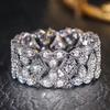 Huitan Delicate Hollow-out Pattern Cubic Zirconia Rings Charming Wide Modern Graceful Accessories Chic Wedding Party Jewelry