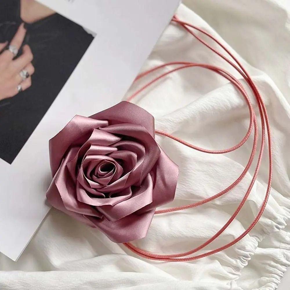 New Satin Rose Lace Neck Necklace Luxurious Neckband Fashion Body Chain Personality Choker Necklace Women Flower Waist Chain