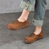 Genuine Leather Flat Shoes Comfortable Soft Soled Loafers Retro Round Toe Women's Slip-on Shoes